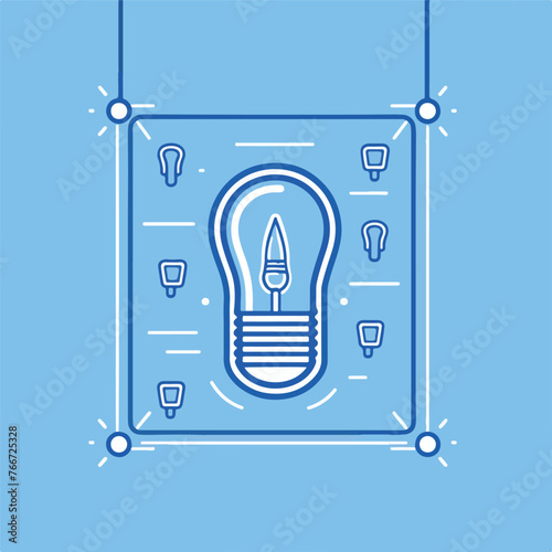 Blue frame with hanging bulb like like did you know