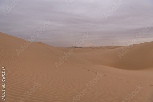 The sand waves of an interesting shape in the desert next to Wuhai  China