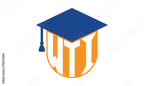 WTI initial letter academic logo design vector template. school college logo, university logo, graduation cap logo, institute logo, educational logo, library logo, teaching logo, book shop, varsity