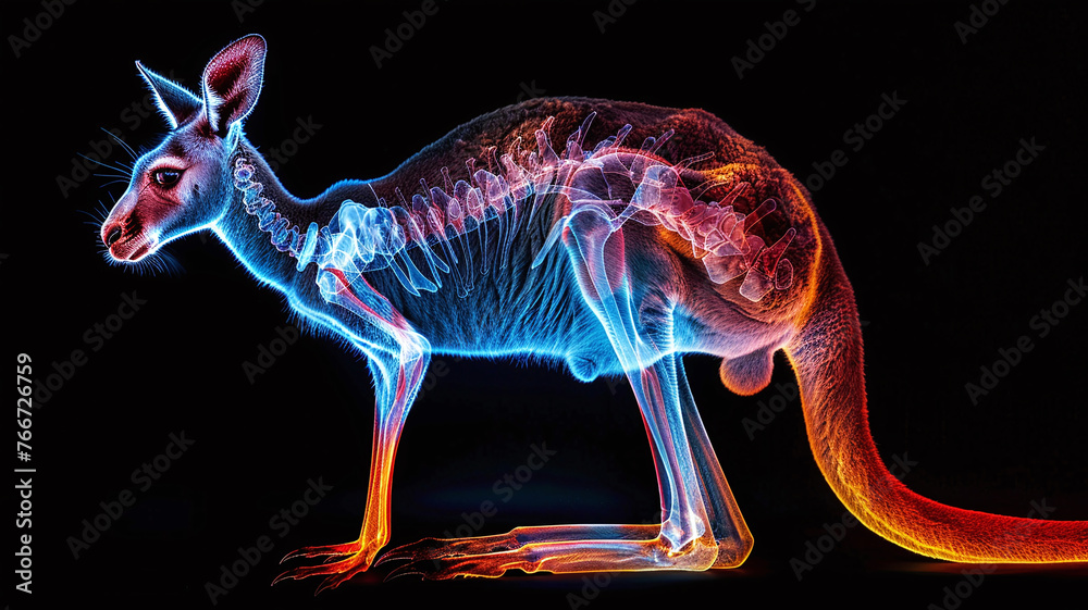 Radiographic Colorful Anatomy of a Kangaroo Radiographic Colorful Anatomy of a Kangaroo