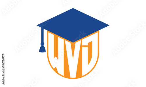 WVD initial letter academic logo design vector template. school college logo, university logo, graduation cap logo, institute logo, educational logo, library logo, teaching logo, book shop, varsity