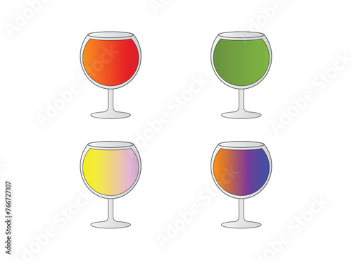 Four glasses of different flavors