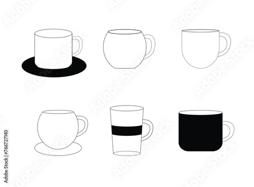 Kinds of tea and coffee cups
