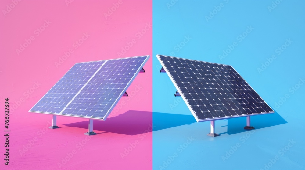 A before and after shot shows the transformation of a once useless solar panel into a newly produced and functional one. . AI generation. - obrazy, fototapety, plakaty 