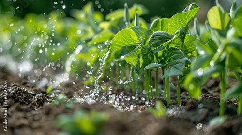 Pea plant agriculture vegetable garden soil. Background concept