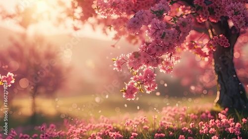 Sakura tree cherry blossom springtime. Background concept