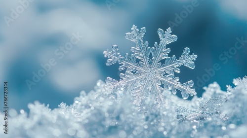 A macro view of a glistening snowflake AI generated illustration