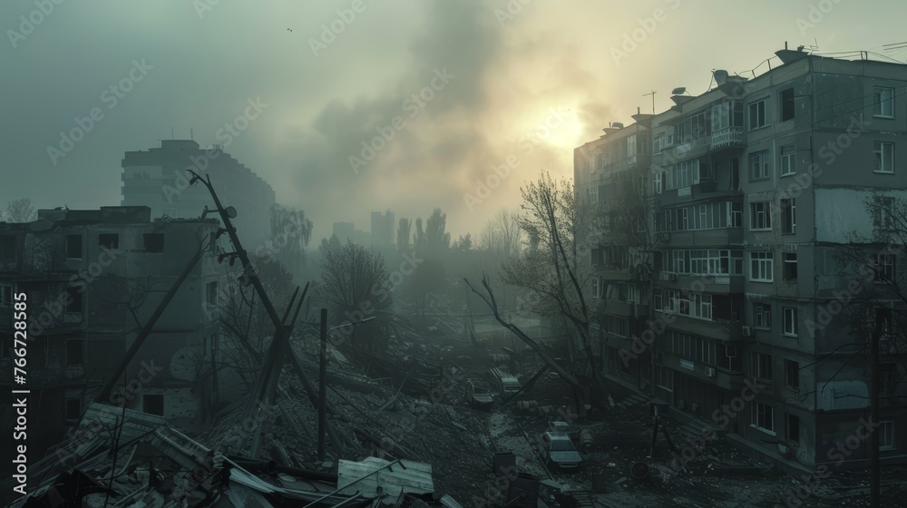 City Resilience Cinematic shots of Ukrainian cities capturing the resilience of their inhabitants amidst adversity AI generated illustration City Resilience Cinematic shots of Ukrainian cities capturing the resilience of their inhabitants amidst adversity AI generated illustration