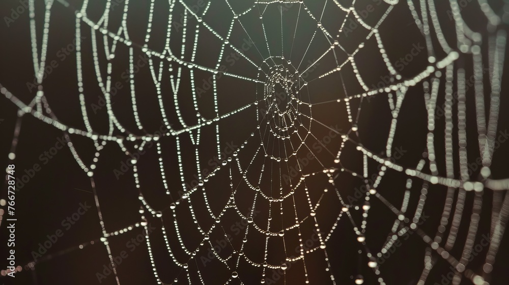 Obraz premium Dew on a spiderweb AI generated illustration
