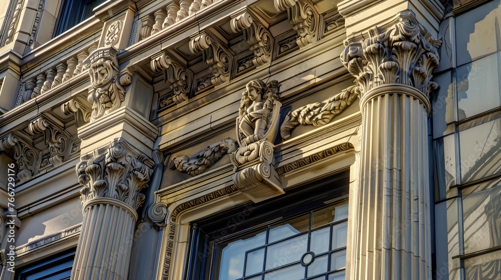 Obraz premium Historic Landmarks Detailed shots of historic landmarks and heritage properties preserving architectural treasures and culturalAI generated illustration