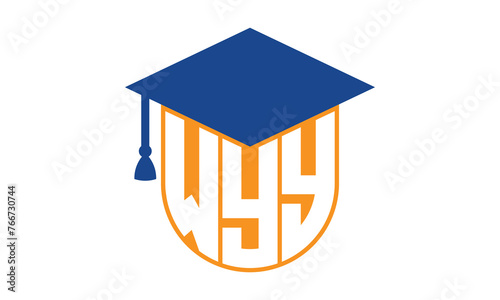 WYY initial letter academic logo design vector template. school college logo, university logo, graduation cap logo, institute logo, educational logo, library logo, teaching logo, book shop, varsity