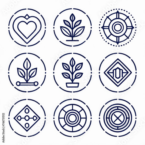 Set of vector icons and symbols for yoga  meditation  healthy lifestyle.