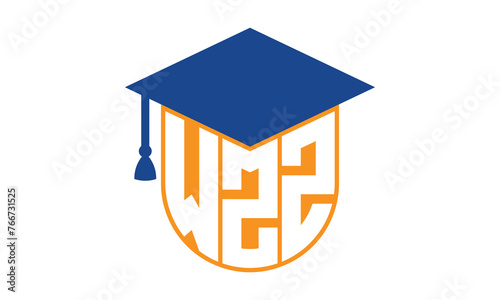 WZZ initial letter academic logo design vector template. school college logo, university logo, graduation cap logo, institute logo, educational logo, library logo, teaching logo, book shop, varsity