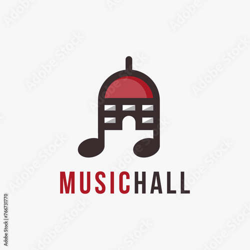 Abstract simple Town hall music note logo icon vector template on white background