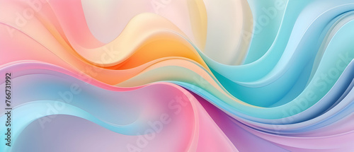 Vibrant pastel waves, colorful bright soft beauty abstract background illustration