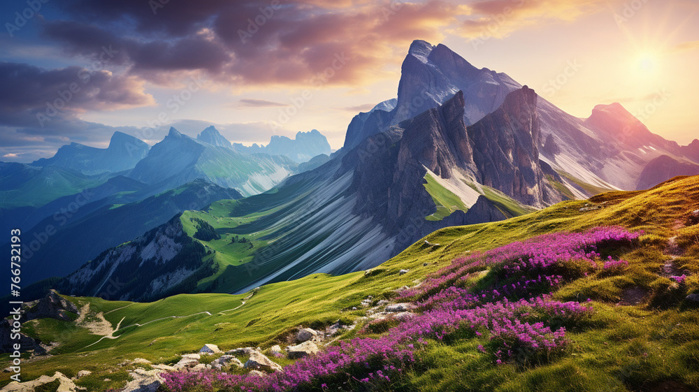 Amazing view on Trentino Alto Adige mountain - obrazy, fototapety, plakaty 