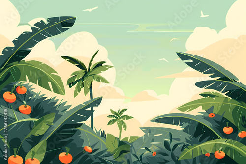 Wallpaper Mural Flat wind tropical plant illustration Torontodigital.ca