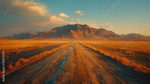 Road trip through the desert, endless horizon, adventure calling