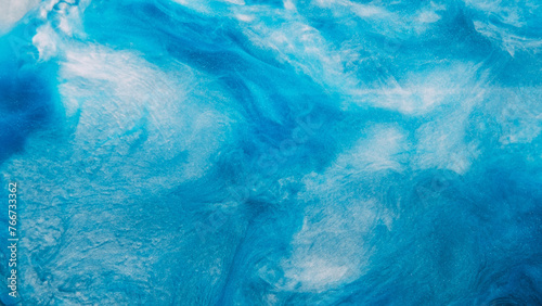 Glitter mist paint water wave blue steam veil flow