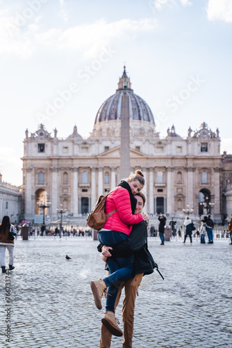 Photography couple standing in the city