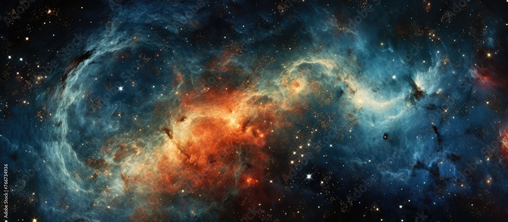 Obraz premium The sky resembled a vast galaxy with numerous twinkling stars, creating a breathtaking astronomical scene. It was like a beautiful painting in the vast canvas of space