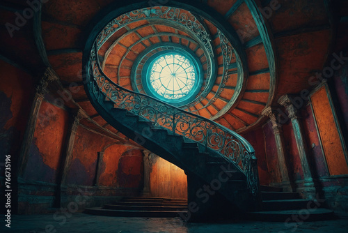 abstract surreal of spiral staircase