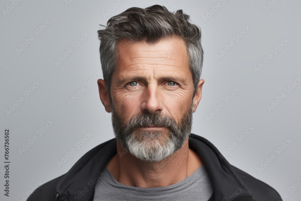 Portrait of handsome mature man with grey beard and mustache. Studio shot. Portrait of handsome mature man with grey beard and mustache. Studio shot.