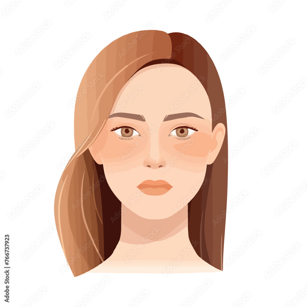 Half the woman face on white background. For chart
