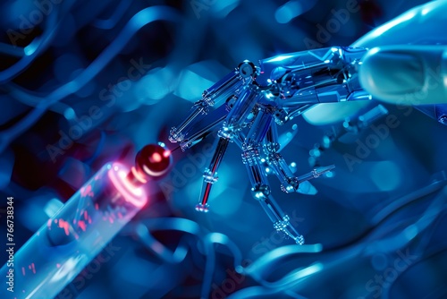 Futuristic nano-scale robotics repairing damaged tissue inside the body photo