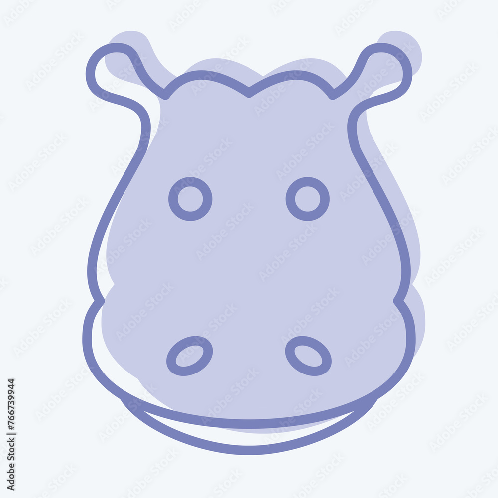 Icon Hippopotamus. related to Animal Head symbol. two tone style. simple design editable. simple illustration. cute. education Icon Hippopotamus. related to Animal Head symbol. two tone style. simple design editable. simple illustration. cute. education