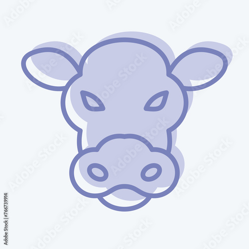 Icon Cow. related to Animal Head symbol. two tone style. simple design editable. simple illustration. cute. education