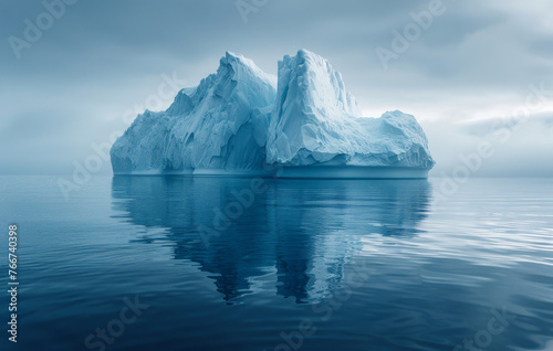 Dramatic Color Iceberg in Water Illustration. Generative AI. 