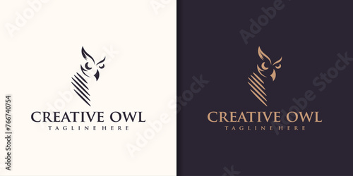 collection of modern minimal owl illustrations. Linear owl logo