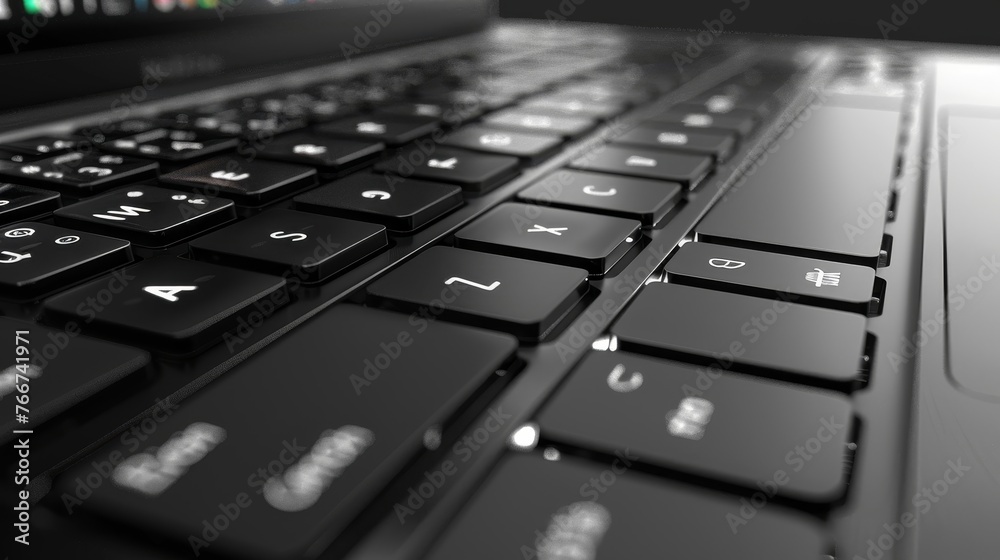 A close - up of a minimalist laptop keyboard with clean lines and industrial materials, highlighting the elegance of technology A close - up of a minimalist laptop keyboard with clean lines and industrial materials, highlighting the elegance of technology