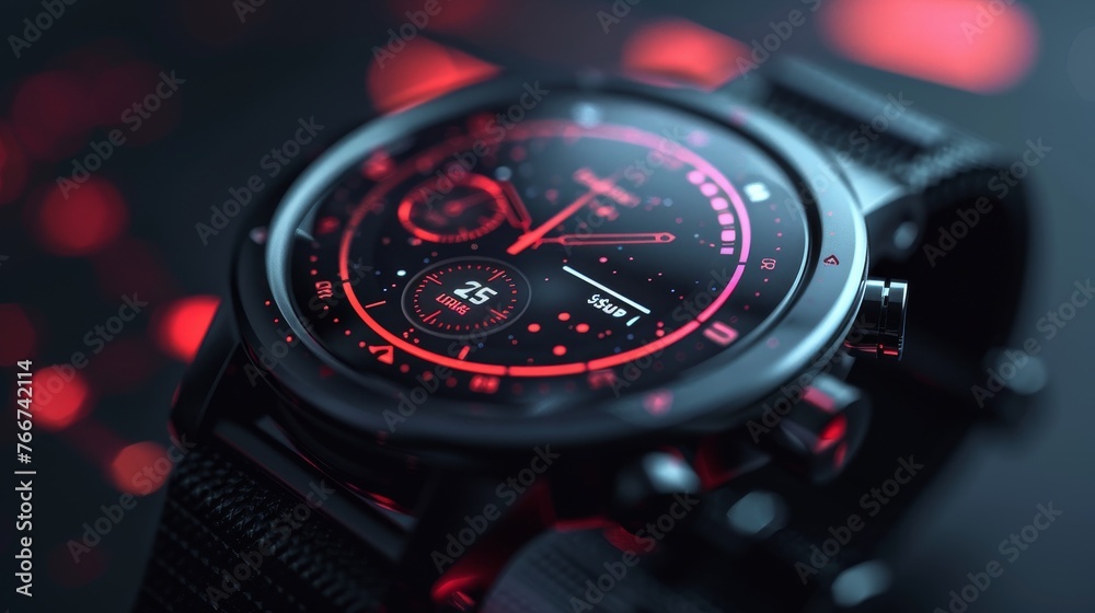 close - up of a minimalist smartwatch screen showing digital information and notifications close - up of a minimalist smartwatch screen showing digital information and notifications