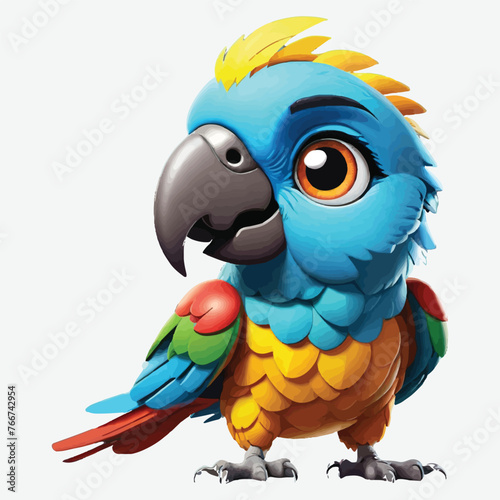 vector isolated cute little parrot  clip art