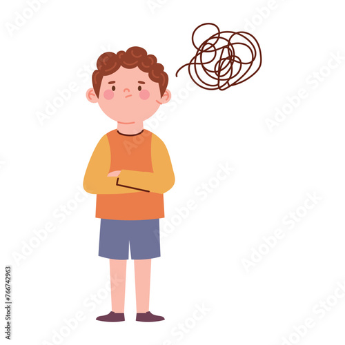 autism boy thoughtful