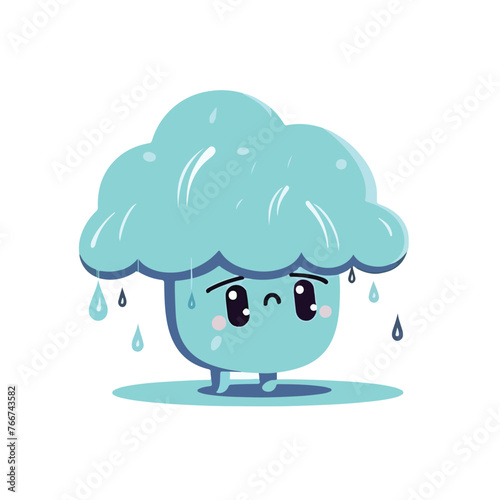 Sad cloud and rain. Rainy days concept. cartoon vec © iclute