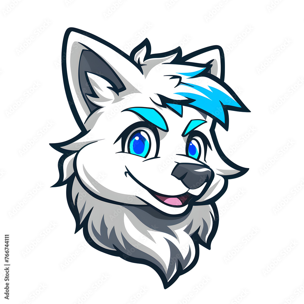 Obraz premium Furry logo, t-shirt design, Sticker design, Icon, with a white background