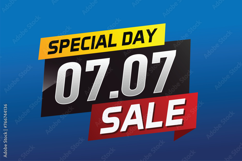 7.7 Special day sale word concept vector illustration with ribbon and 3d style for use landing page, template, ui, web, mobile app, poster, banner, flyer, background, gift card, coupon

