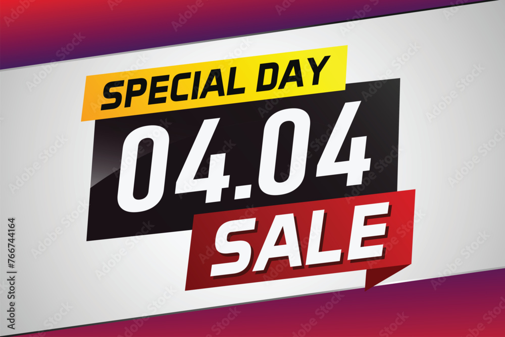 Obraz premium 4.4 Special day sale word concept vector illustration with ribbon and 3d style for use landing page, template, ui, web, mobile app, poster, banner, flyer, background, gift card, coupon