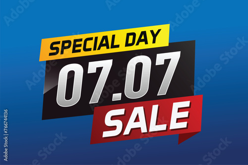 7.7 Special day sale word concept vector illustration with ribbon and 3d style for use landing page, template, ui, web, mobile app, poster, banner, flyer, background, gift card, coupon


