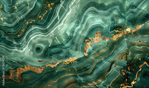 natural emerald green,gold marble texture pattern, Generative AI