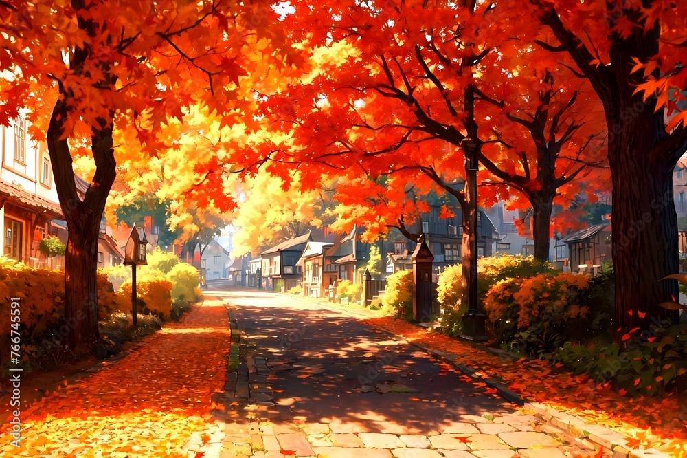 Fototapeta premium Falling Leaves, Rising Hearts , 떨어지는 낙엽, 떠오르는 마음