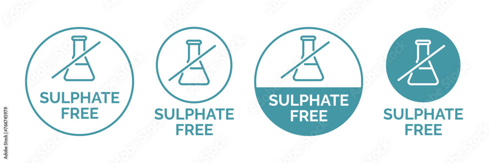 Sulfate free icon set vector collection. Sign badge symbol of Zero chemical shampoo, conditioner, cream or moisturizer emblem. For skin care or hair care protection seal for web app ui Sulfate free icon set vector collection. Sign badge symbol of Zero chemical shampoo, conditioner, cream or moisturizer emblem. For skin care or hair care protection seal for web app ui