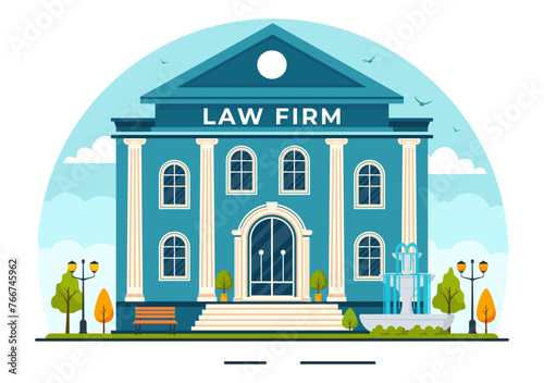 Law Firm Services Vector Illustration with Justice  Legal Advice  Judgement and Lawyer Consultant in Flat Cartoon Background Design