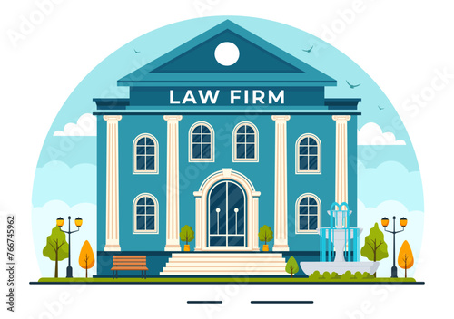 Law Firm Services Vector Illustration with Justice, Legal Advice, Judgement and Lawyer Consultant in Flat Cartoon Background Design