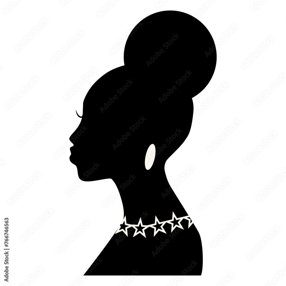 Woman Black History Month Silhouette. Women Day. Vector Icon.