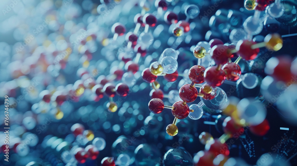 A close-up view of the research and testing of a new pharmaceutical compound emphasizing its molecular complexity A close-up view of the research and testing of a new pharmaceutical compound emphasizing its molecular complexity