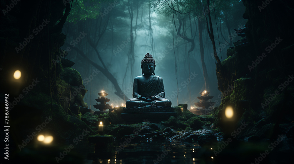 buddha statue at night